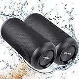 DOCKIN® D Tube Stereo Bluetooth Lautsprecher (2 Boxen) Outdoor Speaker mit starkem Akku & Bass, IPX6 wasserdicht für draußen, kabellose Stereo Soundbox tragbar/portabel/Wireless, Stereo Pairing