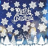 colmanda Weihnachten Fensterbilder, PVC Fensterbilder, Abnehmbare Weinachten Fensterdeko Aufkleber, Winter Deko Weihnachtsdeko für Weihnachts Fenster Dekoration, Türen, Schaufenster (Elch)
