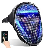 megoo Led maske mit bluetooth programmierbar,karneval maskerade geburtstag kostüm cosplay party halloween leuchten erwachsenen maske,coolste vollgesichtsmaske maske im jahr 2021(Batterie)