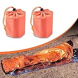 AIBAOBAO Notfall Überleben Schlafsack Rettungsdecken, 2 Stück Survival Biwaksack Wärme Halten Lsolierung Wasserdicht Hitzeschutz Notschlafsack, Überlebensdecke für Outdoor Aktivitäten Camping W