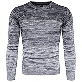 KBUY Herren Strickpullover Pullover mit Rundkragen Feinstrickpullover Männer Pulli für Winter Rundhals-Ausschnitt Slim Fit Longsleeve Langarm Crew Neck Gestreifter Strickpullover Männer Herbst W