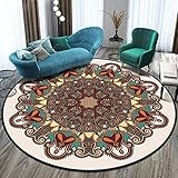 Lenni Teppich Rund Teppich Wohnzimmer Teppich Kinderzimmer, Boho-Stil Runder Teppich Durchmesser 120CM, rutschfest Kurzflor Waschbar Teppiche Schlafzimmertepp