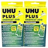 2x UHU PLUS ENDFEST 300 2-K-Epoxidkleber Klebstoff *45630* 163 g