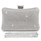 BAIGIO Damen Abendtasche Clutch Tasche Elegant Handtasche mit Strass für Party Hochzeit (Silber)