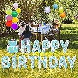 CAMFUN Birthday Banner Alles Gute zum Geburtstag Yard Schilder mit Pfählen zum Feiern,Rasen Wellpappe Zeichen Buchstaben und Kuchen,Partydekoration im Freien,große Bunte Geburtstag Yard Schilder,B