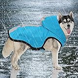 Idepet wasserdichte 2-in-1-Regenjacke für Hunde, Leichter Overall für Hunde mit Kapuze, atmungsaktiver Regenponcho mit Kapuze und reflektierendem Streifen für kleine, mittel große GroßHunde (S, Blau)