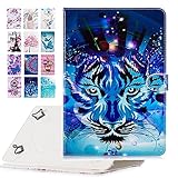 LEUYI Universal 10 Zoll Handyhülle für Tablette 9.6” 9.7” 10.1” 10.5” Hülle Leder Flip Case Tasche Schutzhülle Samsaung Apple Huawei MediaPad Lenovo Cover mit Muster W