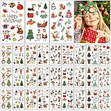 Tattoo Kinder, KEELYY 30 Blätter Weihnachts Temporäre Tattoos, Wasserdichte Hautfreundliche Kindertattoos Aufkleber Fake tattoo für Weihnachtsmotiv Party