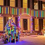 Meteorschauer Lichterkette 80cm 10 Tubes 720 LED Deko Lichterkette LED Micro Lichterketten Alterungsbeständig für Hochzeit, Party, Garten, Outdoor, Innendekoration, Mehrfarbig