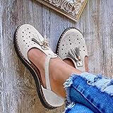 Sommersandalen, Quaste Leder Sandale geschlossene Zehe Schnalle Schuhe, Vintage Strand Espadrilles Sandalen mit Absatz, flache Sohle Big Toe Fußkorrektur Sandalen, Damenmode Sandalen,Braun,41 (Grau 36