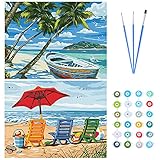 Aodaer 2 Pack Malen nach Zahlen für Erwachsene DIY Ölgemälde Kit Acryl auf Leinwand mit Farben und Pinsel Sommer Strand Landschaft 40,6 x 50,8