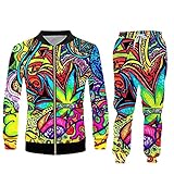 JJBKT Ölgemälde Blätter Trainingsanzug Sets Herren Floral 3D Print Hoodie und Hosen Ölgemälde Blätter Hiphop Plus Größe JKPA02226 4XL