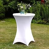 Stehtischhusse Stretch weiß Ø 80 cm Tischdecke Husse Partytisch Bistrotisch Stehtischhusse Deck