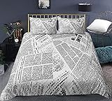 Bettwäsche Bettbezug Alte Zeitung Bedrucktes Polyester Bettwäsche Set 240x220 cm Bettbezug mit Reißverschluss + 2 Kissenbezug, für Jungen & Mädchen Bettwaren-S