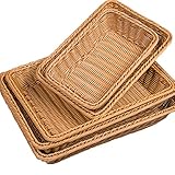 Qiundar 2Pcs Auslagekorb Geflochten Obstbrot Aufbewahrungskorb Rattan Gewebter Korb Für Esszimmer, Wohnzimmer und Küche(30 * 20 * 7CM)