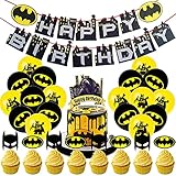Superhelden Party Ballons - simyron 45 pcs Bat-man Hero Party Supplies,Superheld Luftballons für Kinder Geburtstagsfeier Dekorationen (Batman)