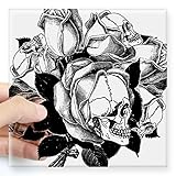 CafePress - Totenkopf-Roses_Bk.Png Quadratischer Aufkleber 7,6 cm x 3 - Quadratischer Stoßstangen-Aufkleber, Autoaufkleber, 7,6 x 7,6 cm (klein) oder 12,7 x 12,7 cm (groß)