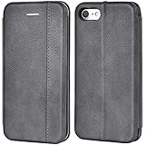 Leaum Handyhülle für iPhone SE 2020 Hülle Leder, iPhone 7/8 Tasche mit [Kartenfach] [Magnet] [Stand] Stoßfeste Klapphülle Schutzhülle für iPhone 7/8/SE 2020 - Dunkelg