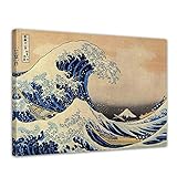 Bilderdepot24 Bild auf Leinwand | Katsushika Hokusai Die große Welle vor Kanagawa in 50x40 cm als Wandbild | Wand-deko Dekoration Wohnung alte Meister | 180202-50x40