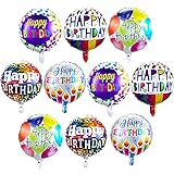Happy Birthday Folien Luftballons 10 Stücke Runde Mylar Helium Ballon 18 Zoll Schwimmend Ballon Aufblasbare Buchstabe Ballons für Geburtstag Party Dekoration Lieferung, 5 Desig