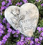 WMH Grabherz Grabengel Spruch - Ich vermisse Dich - Grabschmuck Grabdeko T