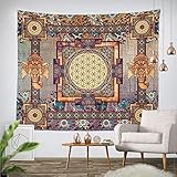 Goldbeing indischer Wandteppich Wandbehang Mandala Tuch Wandtuch Gobelin Tapestry Goa Indien Hippie-/ Boho Stil als Dekotuch/Tagesdecke indisch orientalisch Psychedelic (203 x 153cm, Rechteck)