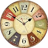 VIKMARI Silent-Non-Ticking Rustic wanduhr römische ziffern Holz-rund Startseite dekorative wanduhren 8 inch Paris franzö