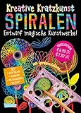 Kreative Kratzkunst: Spiralen: Set mit 7 Kratztafeln, Spirograph, Anleitungsbuch und Holzstift: Kinderbeschäftigung ab 5