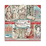 Stamperia International SBBL95 Stamperia Scrapbooking-Block, doppelseitig, Sir Vagabond in Japan, Rot, Blaugrün, Braun, 12 x 12