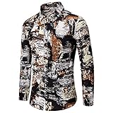 Shirt Herren Herbst Winter Basic Slim Fit Stretch Abstraktes Druck Design Herren Freizeithemden Modern Urban Strickjacke Herren Langarm Täglich All-Match Herren H