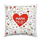 Sheepworld 42911 Baumwoll-Kissen mit Spruch Mama, Danke, Dass es Dich Gibt, Geschenk Mama, 40 cm x 40