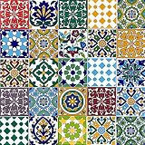 Cerames, Marokkanische Keramikfliesen Pazzo- 50 orientalische tunesische Dekorfliesen 10 x 10 cm für das Bad, die Küche, unter der Treppe. Farbige dekorative F