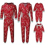 Familien Weihnachten Pyjamas Set Cartoon Reißverschluss Kapuzen-Overall-Eltern-Kind -Nachtwäsche Weihnachten Passendes Outfit Weihnachtsmuster Strampler Pyjama Haushaltskleidung für Eltern U