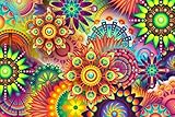 ABERDOMIC 1000 Teile Puzzle, Knallbunt Floral Blume Art - Psychedelic Mandala, für Erwachsene und Kinder eeignet ab 14 J