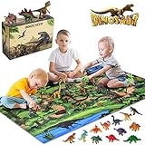 INNOCHEER Dinosaurier Spielzeug Set, Figur Dinosaurier mit Aktivität Spielmatten und Bäume, Einschließlich T-Rex,Triceratops,Pterosauria, Jurassic World Dinosaurier Spielzeug Groß fü