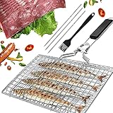 Grillkorb Fischbräter, Tragbares Grill Fischhalter Grillkorb tragbar und faltbar Großzügige Kochfläche für Gemüse, Fisch, Fleisch Perfekt Barbecue G