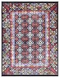 TEPPIA WASCHBAR Teppich Wohnzimmer KELIMDESIGN ORIENTALISCH LÄUFER ANTIRUTSCH rutschfest PFLEGELEICHT ROT GRAU DECONOVA 29720 (80 x 300 cm)