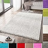 VIMODA Prime Shaggy Teppich Weiss Creme Hochflor Langflor Teppiche Modern, Maße:40x60