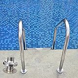 LYMHGHJ Handlauf-Poolleiter mit Rutschfester Trittstufe, 2-stufige Boden-Schwimmbad-Handläufe aus Edelstahl 304, Tragfähigkeit 440 lbs, Geeignet für Outdoor-Badewannen (mit Blauer Griffabdeckung)