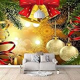 3D 3D Panorama Tapete Malerei Weihnachtskugel Hängen Golden Tapisserie Foto Poster Wandtische Wohnzimmer Kinderzimm Wanddekoration fototapete 3d Tapete effekt Vlies wandbild Schlafzimmer-430cm×300