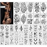 40 Blatt wasserdichte temporäre Tattoos Blumen Rose Bufferly Fake Tattoo Mix Stil dauerhafte Body Art Tattoo Aufkleber für Frauen oder M