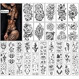 40 Blatt wasserdichte temporäre Tattoos Blumen Rose Bufferly Fake Tattoo Mix Stil dauerhafte Body Art Tattoo Aufkleber für Frauen oder M