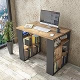 Yurupa Schreibtisch Computertisch Gaming Pc Tisch Arbeitstisch Bürotisch Eiche-Dunkel Grau Anthracite BR1