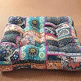 N/A Retro Quadrat Bodenkissen Kissen Tufted Verdicken Bodenkissen Fenstersitzkissen Für Yoga Meditation Schaukelstuhl Tatami Bank Terrasse Sitz 19,6'X 19,6' (Wald),9,Pack of 1