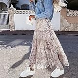 Zhushj'shop Böhmischer Langer Rock Für Frauen Chiffon Floral Printed Split Beach Stil A-Line Rock Weibliche Boho Rock Frühling Sommer Kleidung Langes Kleid ZHUSJJS (Color : 03, Size : Small)