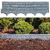 UPP Gartenmauer Stein | einsetzbar als Beetbegrenzung, Gartenpalisade, Sichtwand, Sichtschutz, Gartenzaun, Rasen-Begrenzung,Rasenkante,Blumenabgrenzung,Schneidkante,Mähkante | Inhalt: 5 STK. = 2,90