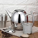 Zunate Teekanne kaffeekanne mit Filter,Edelstahl Teebereiter Kaffeekanne Teekanne mit Siebeinsatz,Dauerhafter,großer Kapazität,1L / 1.5L (1L)