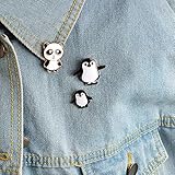 chenlong 3 Stück/Set Cartoon Tier Pin Panda Mama und Baby Pinguin Brosche Button Pins Jeansjacke Pin Abzeichen Geschenk Schmuck fü