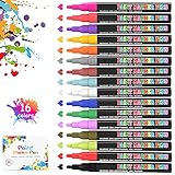 Steine Bemalen Stifte Lackstift Acrylstifte Wasserfest, 16 Farben Permanent Marker Paint Pen Set Schnelltrocknend with 1mm für Stein Schwarzes Papier Glas Kunststoff Keramik Metall Holz DIY