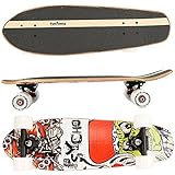 FunTomia Skateboard Cruiserboard Midi Cruiser Board 65cm 7-lagigen Ahornholz mit oder ohne LED R